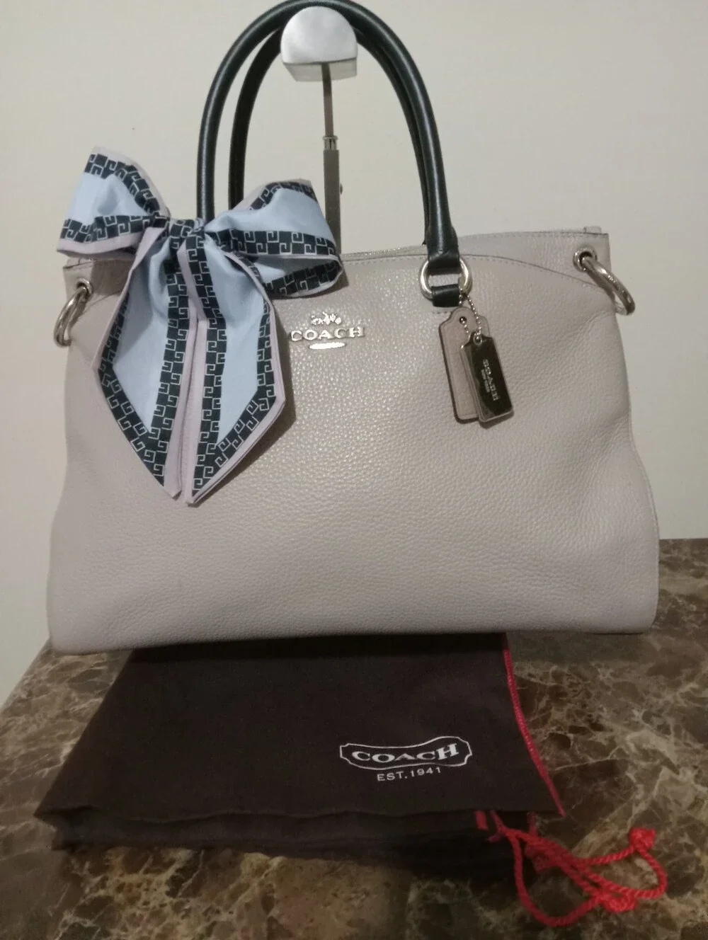 Coach Color Block Pebble Leather Handbag EUC